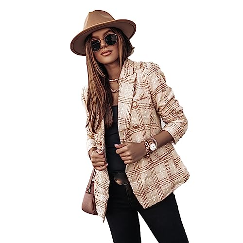 Soulolo Damen Blazer Cardigan Female Freizeit Business Jacke Elegant Blazer Lang Anzugjacke Casual Basic Blazer Blazer für Damen Businessjacke Mantel Coat von Soulolo