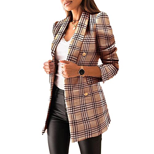 Soulolo Damen Blazer Elegant Damen Cardigan Freizeit Business Jacke Revers Büro Business Formal Blazer Slim Fit Langärmelig Outwear mit Reversknöpfen für Arbeit Büro Sakko von Soulolo