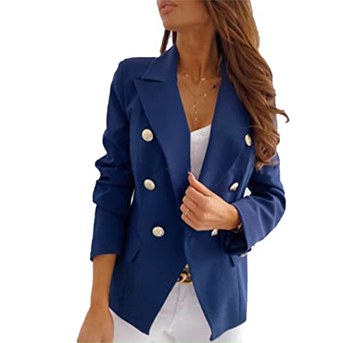 Soulolo Damen Blazer Elegant Damen Cardigan Freizeit Business Jacke Revers Büro Business Formal Blazer Slim Fit Langärmelig Outwear mit Reversknöpfen für Arbeit Büro Sakko von Soulolo