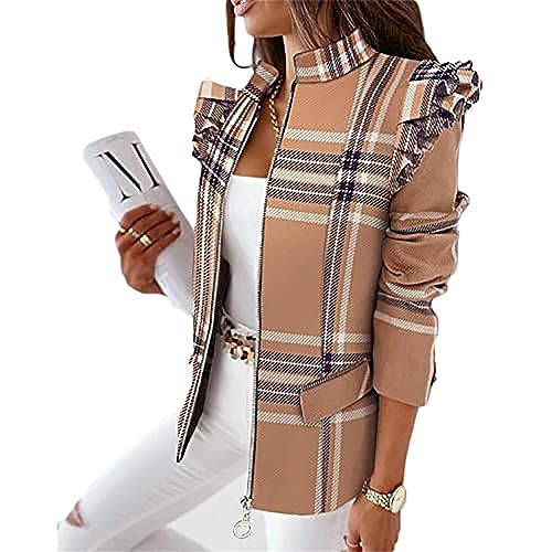 Soulolo Damen Blazer Elegant Damen Cardigan Freizeit Business Jacke Revers Büro Business Formal Blazer Slim Fit Langärmelig Outwear mit Reversknöpfen für Arbeit Büro Sakko von Soulolo