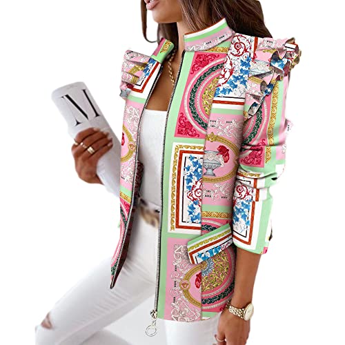 Soulolo Damen Blazer Elegant Damen Cardigan Freizeit Business Jacke Revers Büro Business Formal Blazer Slim Fit Langärmelig Outwear mit Reversknöpfen für Arbeit Büro Sakko von Soulolo