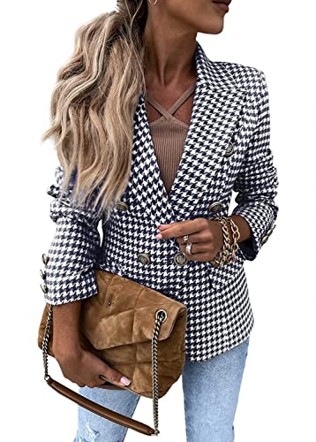 Soulolo Damen Blazer Elegant Damen Cardigan Freizeit Business Jacke Revers Büro Business Formal Blazer Slim Fit Langärmelig Outwear mit Reversknöpfen für Arbeit Büro Sakko von Soulolo