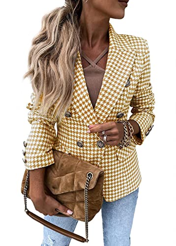 Soulolo Damen Blazer Elegant Damen Cardigan Freizeit Business Jacke Revers Büro Business Formal Blazer Slim Fit Langärmelig Outwear mit Reversknöpfen für Arbeit Büro Sakko von Soulolo