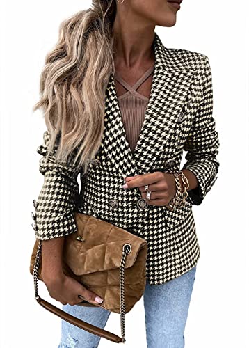 Soulolo Damen Blazer Elegant Damen Cardigan Freizeit Business Jacke Revers Büro Business Formal Blazer Slim Fit Langärmelig Outwear mit Reversknöpfen für Arbeit Büro Sakko von Soulolo