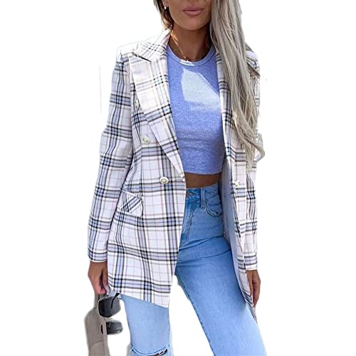 Soulolo Damen Blazer Elegant Damen Cardigan Freizeit Business Jacke Revers Büro Business Formal Blazer Slim Fit Langärmelig Outwear mit Reversknöpfen für Arbeit Büro Sakko von Soulolo