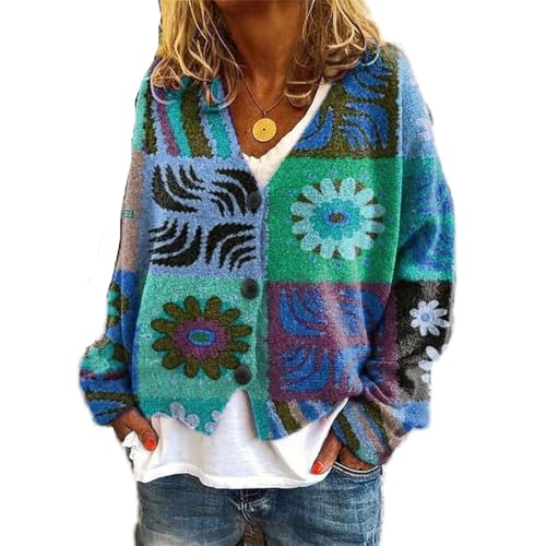 Soulolo Damen Cardigan V-Ausschnitt Damen Strickjacke mit Knöpfen Strickmantel Jacke Herbst Winter Strickpullover Lässige Mantel Top Lose von Soulolo