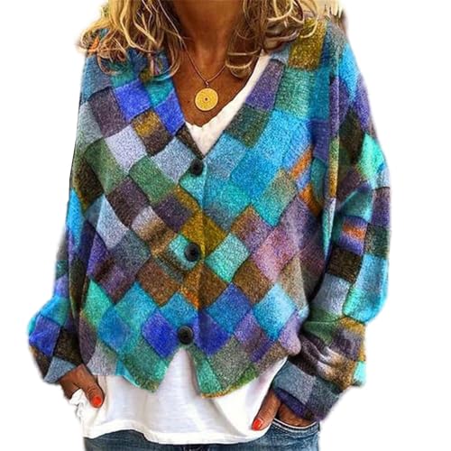 Soulolo Damen Cardigan V-Ausschnitt Damen Strickjacke mit Knöpfen Strickmantel Jacke Herbst Winter Strickpullover Lässige Mantel Top Lose von Soulolo
