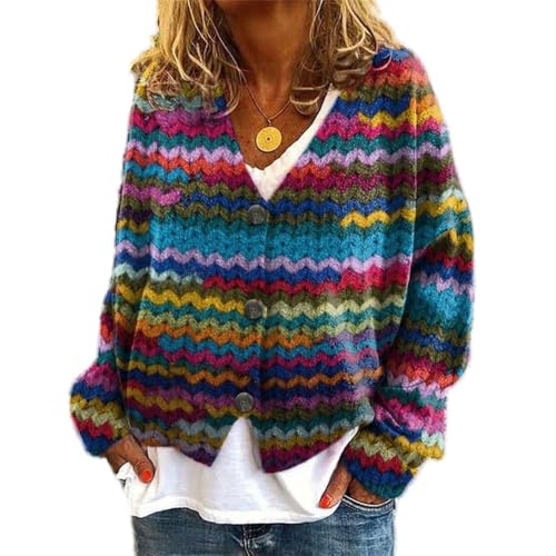Soulolo Damen Cardigan V-Ausschnitt Damen Strickjacke mit Knöpfen Strickmantel Jacke Herbst Winter Strickpullover Lässige Mantel Top Lose von Soulolo