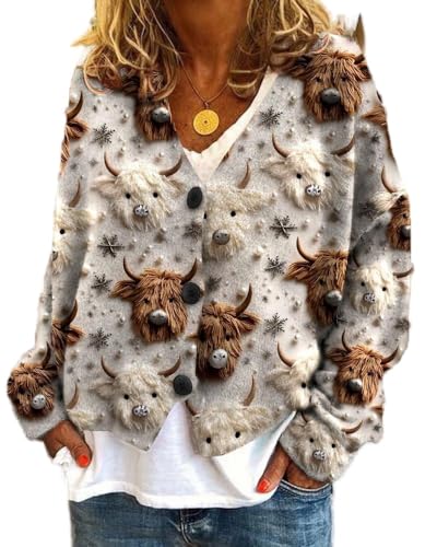 Soulolo Damen Cardigan V-Ausschnitt Damen Strickjacke mit Knöpfen Strickmantel Jacke Herbst Winter Strickpullover Lässige Mantel Top Lose von Soulolo