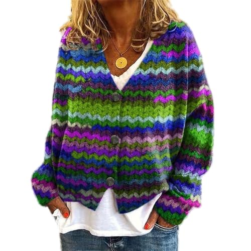 Soulolo Damen Cardigan V-Ausschnitt Damen Strickjacke mit Knöpfen Strickmantel Jacke Herbst Winter Strickpullover Lässige Mantel Top Lose von Soulolo