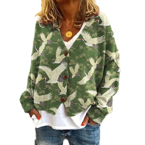 Soulolo Damen Cardigan V-Ausschnitt Damen Strickjacke mit Knöpfen Strickmantel Jacke Herbst Winter Strickpullover Lässige Mantel Top Lose von Soulolo