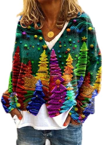 Soulolo Damen Cardigan V-Ausschnitt Damen Strickjacke mit Knöpfen Strickmantel Jacke Herbst Winter Strickpullover Lässige Mantel Top Lose von Soulolo