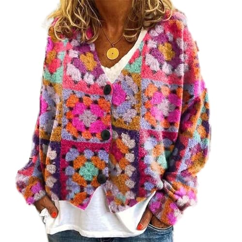 Soulolo Damen Cardigan V-Ausschnitt Damen Strickjacke mit Knöpfen Strickmantel Jacke Herbst Winter Strickpullover Lässige Mantel Top Lose von Soulolo