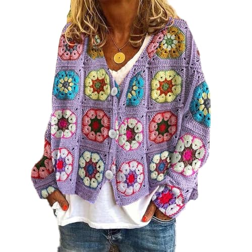 Soulolo Damen Cardigan V-Ausschnitt Damen Strickjacke mit Knöpfen Strickmantel Jacke Herbst Winter Strickpullover Lässige Mantel Top Lose von Soulolo