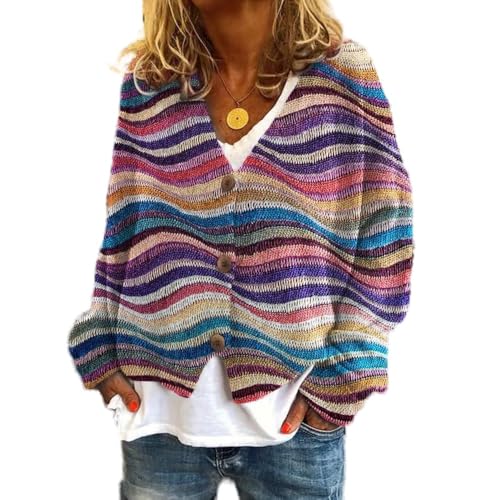 Soulolo Damen Cardigan V-Ausschnitt Damen Strickjacke mit Knöpfen Strickmantel Jacke Herbst Winter Strickpullover Lässige Mantel Top Lose von Soulolo