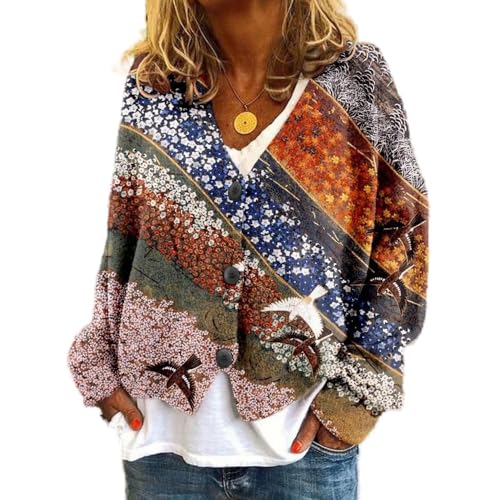 Soulolo Damen Cardigan V-Ausschnitt Damen Strickjacke mit Knöpfen Strickmantel Jacke Herbst Winter Strickpullover Lässige Mantel Top Lose von Soulolo