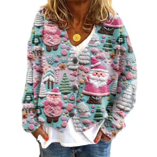 Soulolo Damen Cardigan V-Ausschnitt Damen Strickjacke mit Knöpfen Strickmantel Jacke Herbst Winter Strickpullover Lässige Mantel Top Lose von Soulolo