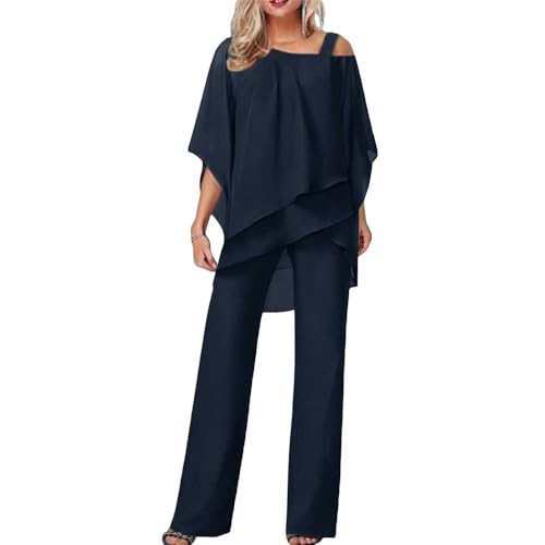 Soulolo Damen Hosenanzug Elegant Batwing Ärmel Shirts Hose Zweiteiler Sommer Outfits Sets Festlich Abendanzug Einfarbig Freizeitanzug Outfit von Soulolo