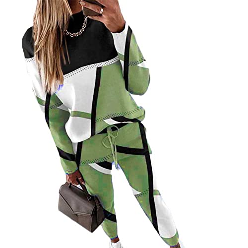 Soulolo Damen Jogginganzug 2 Stück Trainingsanzug Set Sportanzug Set Damen Freizeitanzug Frauen Set Colorblock Sweatshirt + Jogginghose von Soulolo