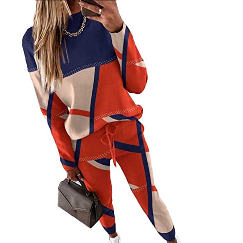 Soulolo Damen Jogginganzug 2 Stück Trainingsanzug Set Sportanzug Freizeitanzug Frauen Colorblock Sweatshirt + Jogginghose von Soulolo