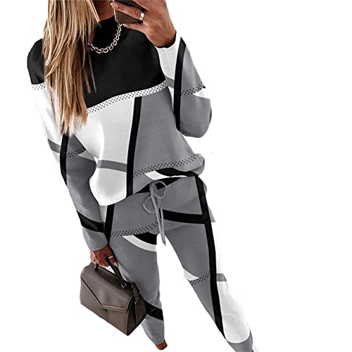 Soulolo Damen Jogginganzug 2 Stück Trainingsanzug Set Sportanzug Set Damen Freizeitanzug Frauen Set Colorblock Sweatshirt + Jogginghose von Soulolo