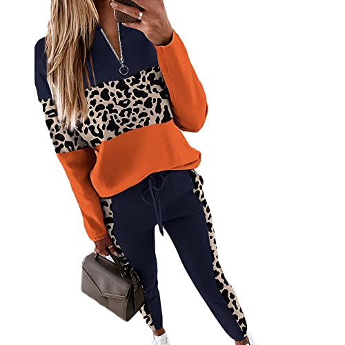 Soulolo Damen Jogginganzug 2 Stück Trainingsanzug Set Sportanzug Set Damen Freizeitanzug Frauen Set Colorblock Sweatshirt + Jogginghose von Soulolo