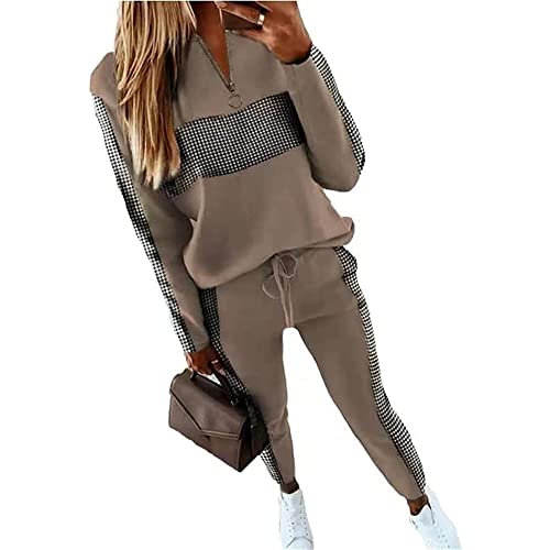Soulolo Damen Jogginganzug 2 Stück Trainingsanzug Set Sportanzug Freizeitanzug Frauen Colorblock Sweatshirt + Jogginghose von Soulolo