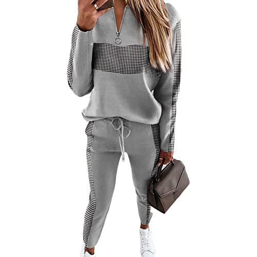 Soulolo Damen Jogginganzug 2 Stück Trainingsanzug Set Sportanzug Freizeitanzug Frauen Colorblock Sweatshirt + Jogginghose von Soulolo