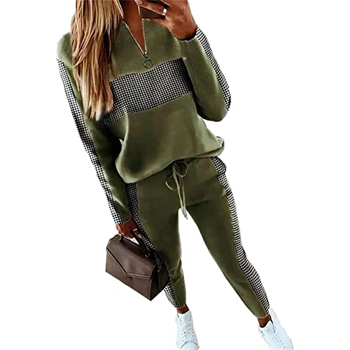 Soulolo Damen Jogginganzug 2 Stück Trainingsanzug Set Sportanzug Set Damen Freizeitanzug Frauen Set Colorblock Sweatshirt + Jogginghose von Soulolo