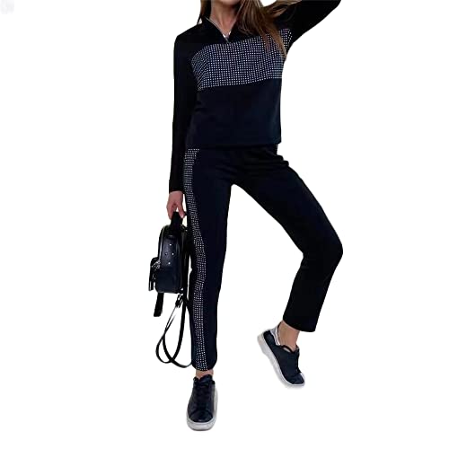 Soulolo Damen Jogginganzug 2 Stück Trainingsanzug Set Sportanzug Set Damen Freizeitanzug Frauen Set Colorblock Sweatshirt + Jogginghose von Soulolo