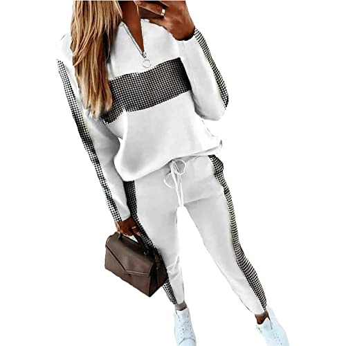 Soulolo Damen Jogginganzug 2 Stück Trainingsanzug Set Sportanzug Set Damen Freizeitanzug Frauen Set Colorblock Sweatshirt + Jogginghose von Soulolo