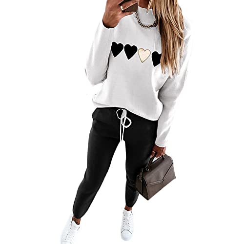 Soulolo Damen Jogginganzug 2 Stück Trainingsanzug Set Sportanzug Set Damen Freizeitanzug Frauen Set Colorblock Sweatshirt + Jogginghose von Soulolo