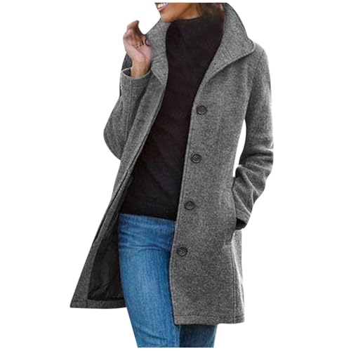 Soulolo Damen Mantel Wollmantel Herbst Wintermantel Übergangsmantel Winter Jacke Parka mit Reverskragen Langarm Cardigan Elegante Slim Fit Outdoor Jacken von Soulolo