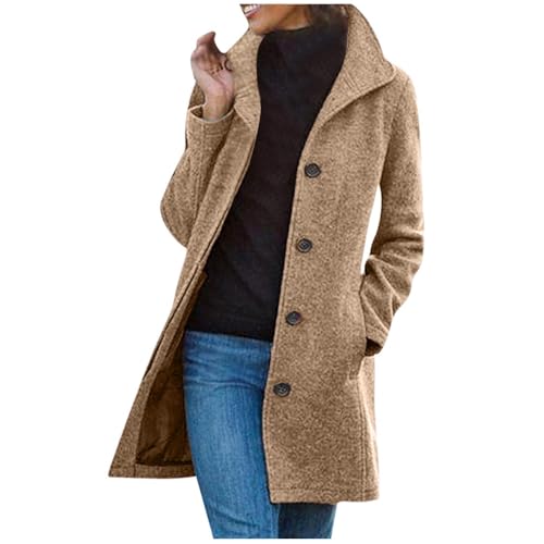 Soulolo Damen Mantel Wollmantel Herbst Wintermantel Übergangsmantel Winter Jacke Parka mit Reverskragen Langarm Cardigan Elegante Slim Fit Outdoor Jacken von Soulolo