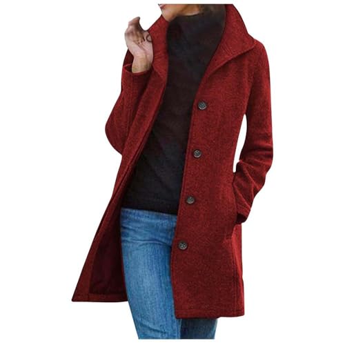 Soulolo Damen Mantel Wollmantel Herbst Wintermantel Übergangsmantel Winter Jacke Parka mit Reverskragen Langarm Cardigan Elegante Slim Fit Outdoor Jacken von Soulolo