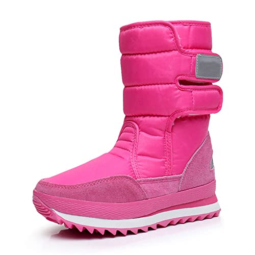 Soulolo Damen Schneestiefel Warme Gefüttert Winterschuhe Damen Winterstiefel Outdoor Wasserdicht Leichte Rutschfeste Wanderschuhe Rutschfest mit Klettverschluss Boots von Soulolo