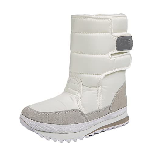 Soulolo Damen Schneestiefel Warme Gefüttert Winterschuhe Damen Winterstiefel Outdoor Wasserdicht Leichte Rutschfeste Wanderschuhe Rutschfest mit Klettverschluss Boots von Soulolo