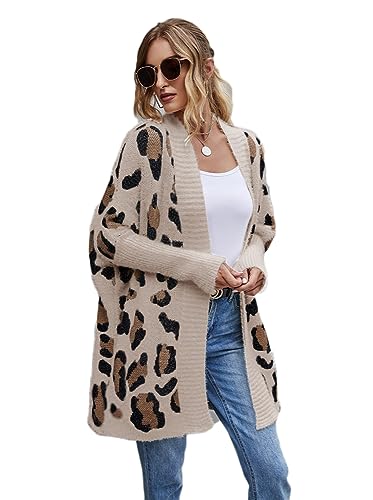 Soulolo Damen Strickjacke Cardigan Elegant Lang Jacke Langarm Grobstrick-Cardigan Lang Winter Grobstrickjacke Strickmantel ÜBergangsjacke Wintermäntel Longstrickjacke von Soulolo
