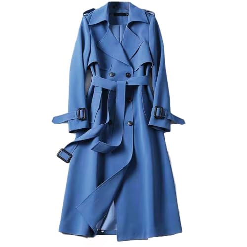 Soulolo Damen Trenchcoat Zweireiher Mantel Lang Umlegekragen Trenchcoat Einfarbig Damenmantel Windjacke Übergangsmantel mit Taschen mit Knöpfen Herbst Winter Jacke Outwear von Soulolo