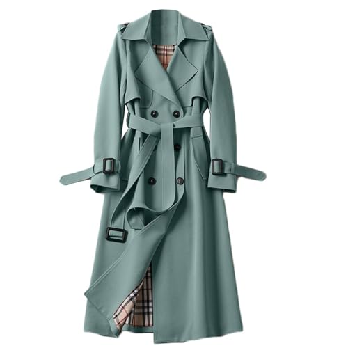 Soulolo Damen Trenchcoat Zweireiher Mantel Lang Umlegekragen Trenchcoat Einfarbig Damenmantel Windjacke Übergangsmantel mit Taschen mit Knöpfen Herbst Winter Jacke Outwear von Soulolo