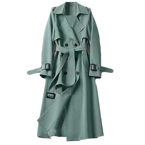 Soulolo Damen Trenchcoat Zweireiher Mantel Lang Umlegekragen Trenchcoat Einfarbig Damenmantel Windjacke Übergangsmantel mit Taschen mit Knöpfen Herbst Winter Jacke Outwear von Soulolo