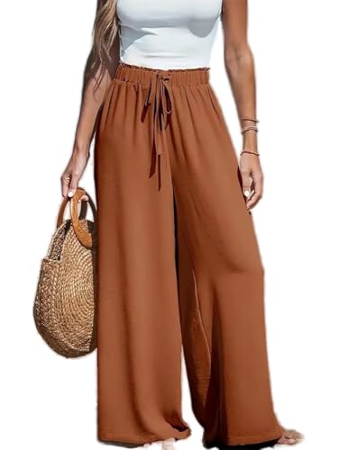 Soulolo Damen Weite Bein Hose Leichte Sommerhose Kordelzug Jogginghose Stoffhose Palazzo Hose Elegant Leinenhosen Soulolo Damen Weite Bein Hose Leichte Sommerhose Kordelzug Jogginghose Stoffhose Palazzo Hose Elegant Leinenhosen von Soulolo