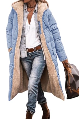 Soulolo Damen Wintermäntel Warm Reversibel Mäntel Outdoorjacke mit Kapuze Elegant Langarm Steppmantel Herbst Baumwolljacke Winterparka von Soulolo