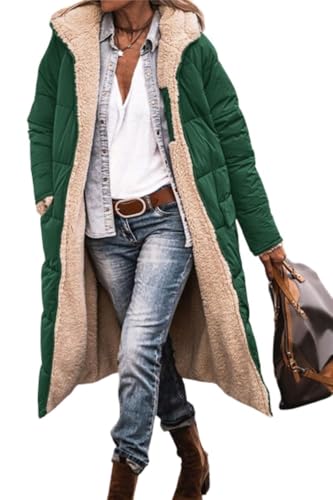 Soulolo Damen Wintermäntel Warm Reversibel Mäntel Outdoorjacke mit Kapuze Elegant Langarm Steppmantel Herbst Baumwolljacke Winterparka von Soulolo