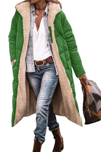 Soulolo Damen Wintermäntel Warm Reversibel Mäntel Outdoorjacke mit Kapuze Elegant Langarm Steppmantel Herbst Baumwolljacke Winterparka von Soulolo