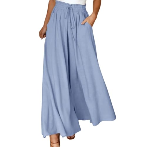 Soulolo Freizeithose Damen Weites Bein Kordelzug Jogginghose Elegant High Waist Baggy Stoffhose Sweatpants Einfarbig Trainingshose von Soulolo