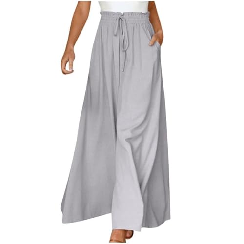 Soulolo Freizeithose Damen Weites Bein Kordelzug Jogginghose Elegant High Waist Baggy Stoffhose Sweatpants Einfarbig Trainingshose von Soulolo