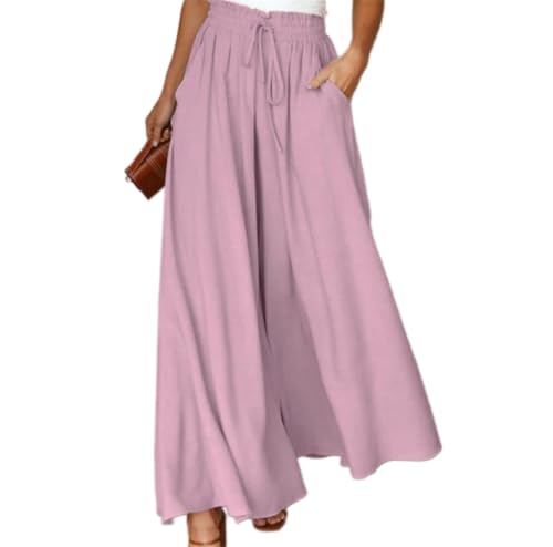 Soulolo Freizeithose Damen Weites Bein Kordelzug Jogginghose Elegant High Waist Baggy Stoffhose Sweatpants Einfarbig Trainingshose von Soulolo