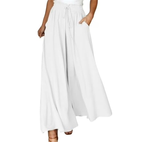 Soulolo Freizeithose Damen Weites Bein Kordelzug Jogginghose Elegant High Waist Baggy Stoffhose Sweatpants Einfarbig Trainingshose von Soulolo