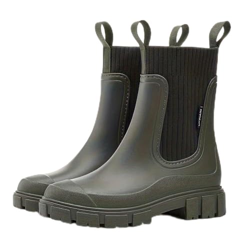 Soulolo Gummistiefel Damen Wasserdicht Stiefel Boots Anti-Rutsch Atmungsaktiv Elegant Regenstiefel Stiefeletten Rutschfest Outdoor von Soulolo